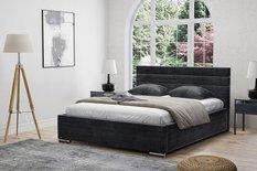 Łóżko Ontario 180x200 welurowe z metalowym stelażem pod materac obicie szare + poduszki do sypialni