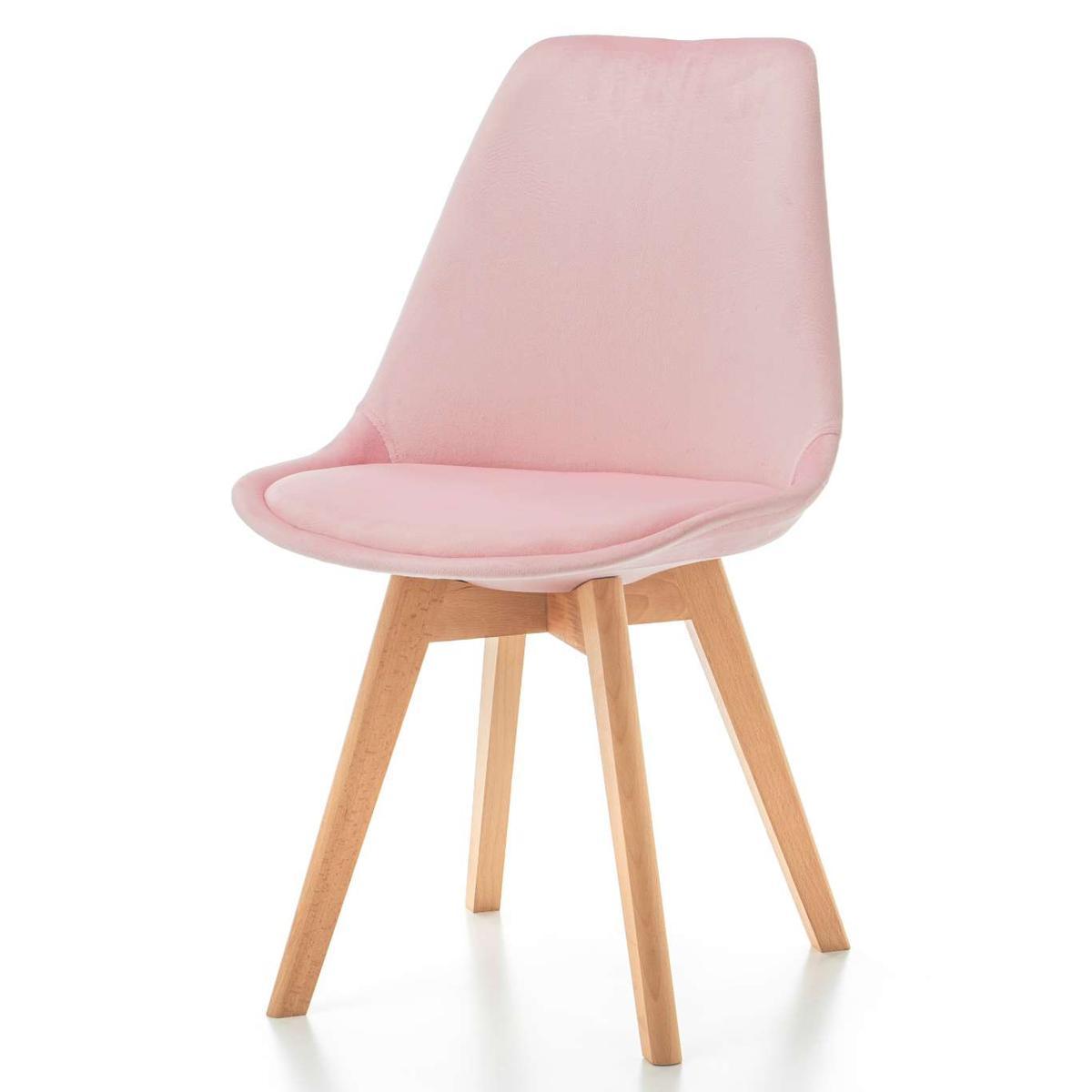 Krzesło DUBLIN różowe tapicerowane welurem z poduszką do jadalni lub salonu nr. 4