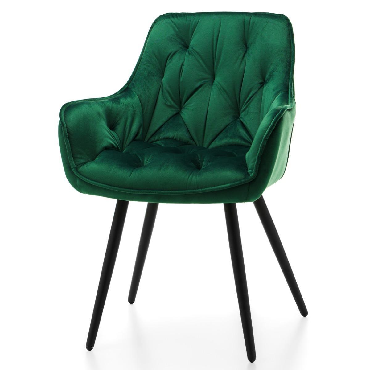 Krzesło SIENA zielone tapicerowane pikowane welurowe do jadalni lub salonu 2 Full Screen