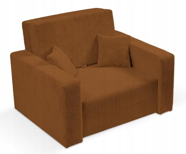 Fotel amerykanka jednoosobowa 110x100 cm z funkcją spania z pojemnikiem sztruks POSO pomarańczowy nr. 4
