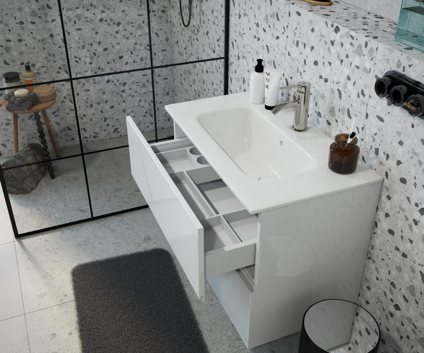 Szafka pod umywalkę EMPOLI 80x40 cm biała do łazienki  1 Full Screen