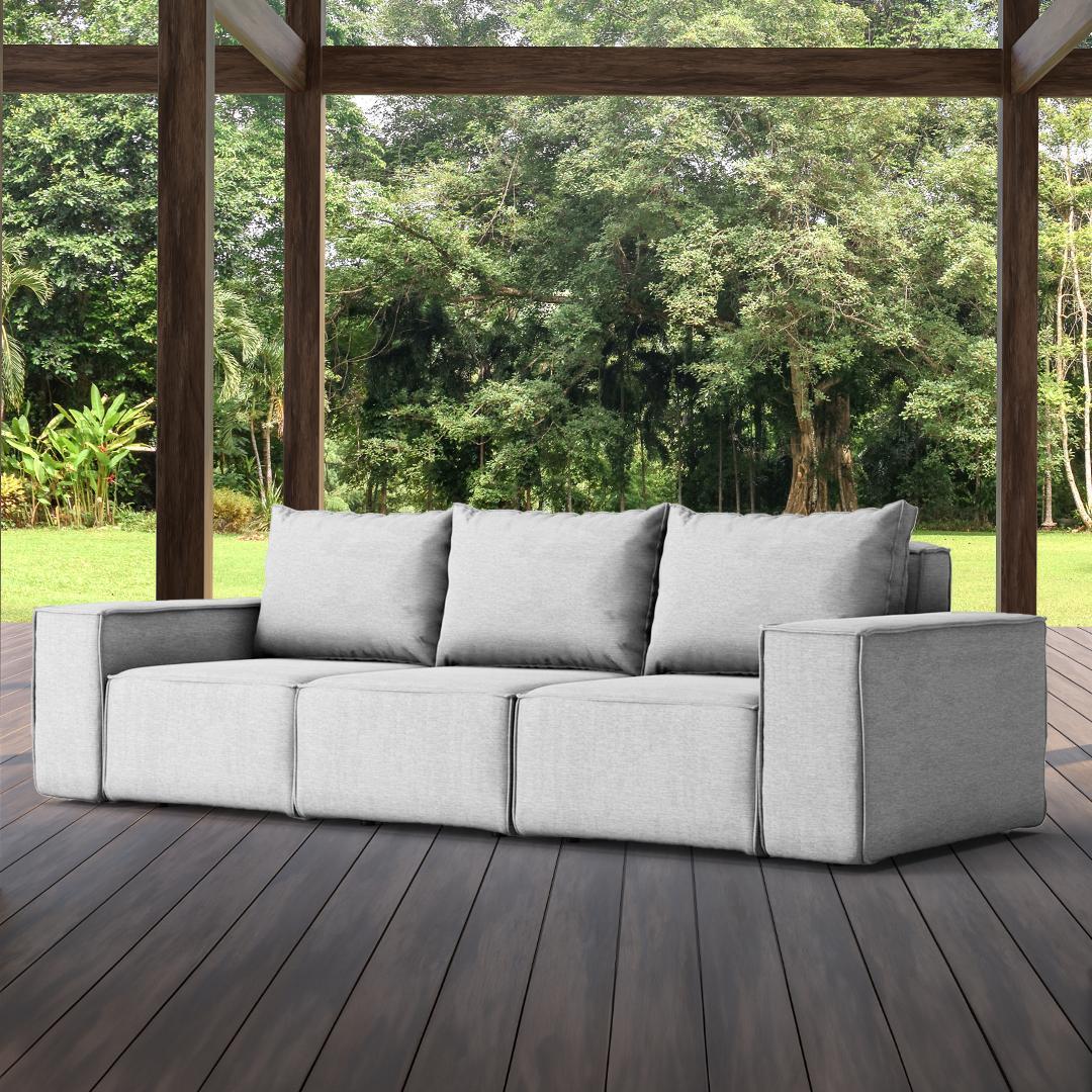 Sofa ogrodowa SONNE 245x88x73 cm 3 - osobowa wodoodporna na taras do ogrodu jasnoszara 1 Full Screen