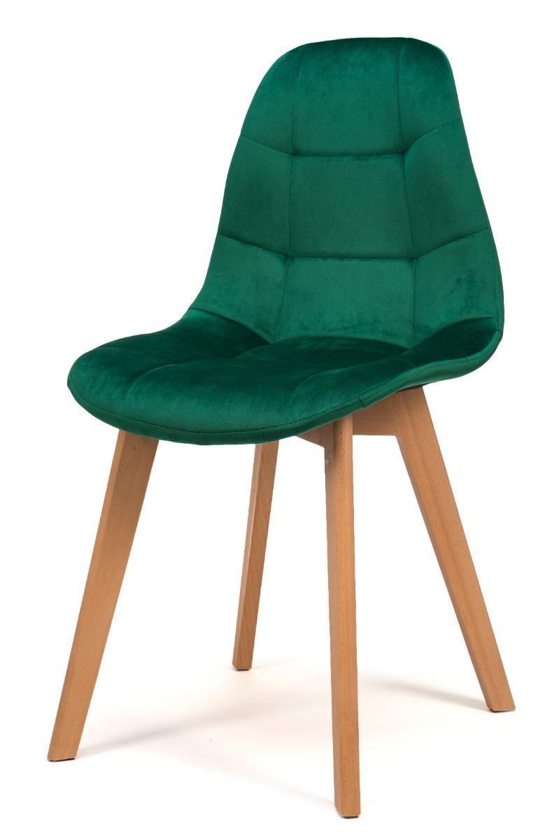 Krzesło tapicerowane skandynawskie welurowe VEGAS zielony 2 Full Screen