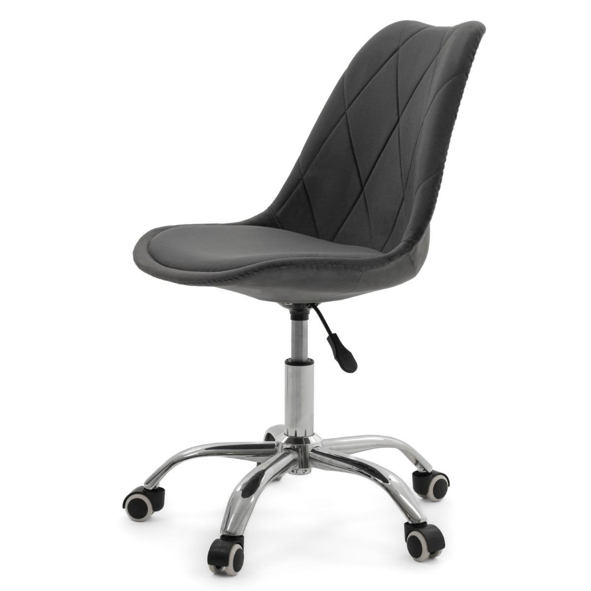 Krzesło do biurka DUBLIN biurowe krzesło obrotowe welurowe z poduszka do pokoju biura szare nr. 4