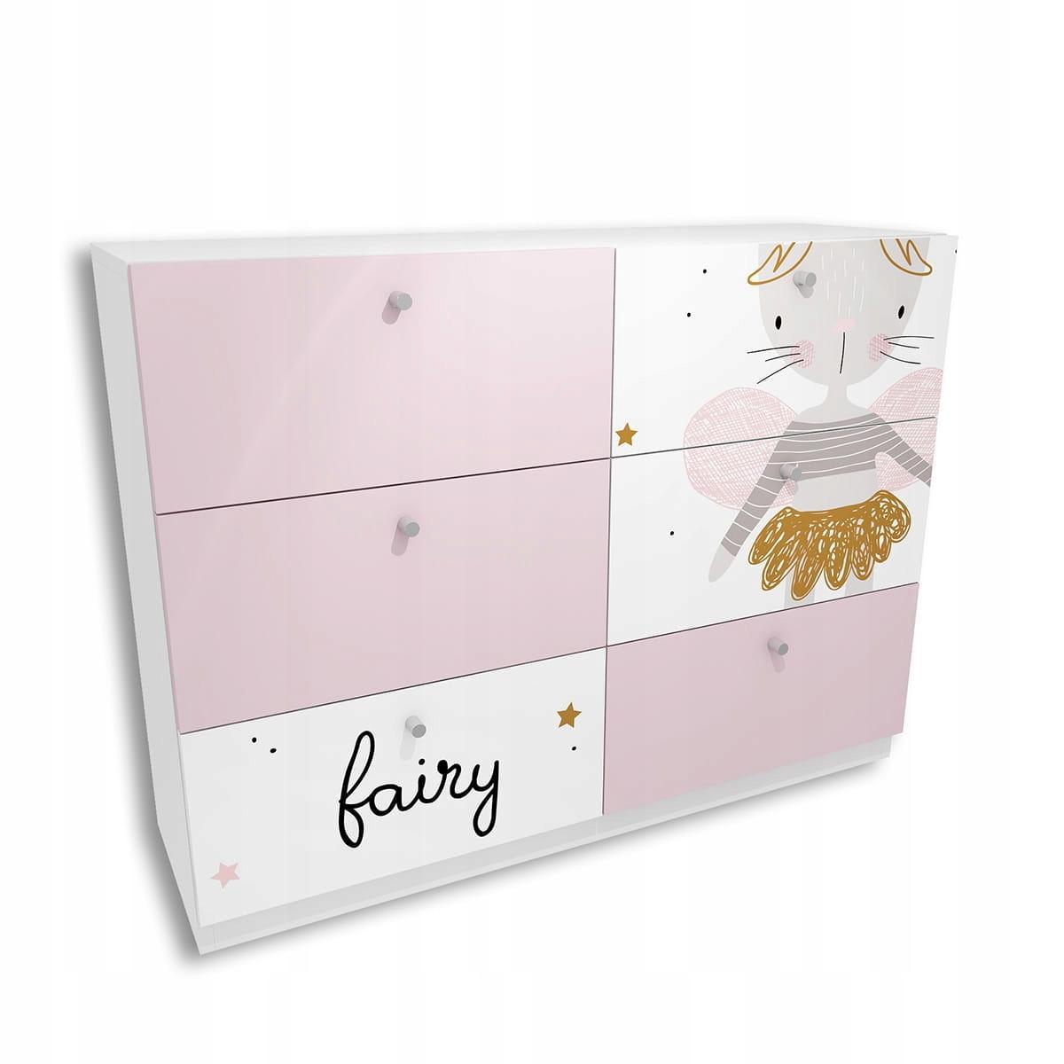 Komoda FAIRY 120x90 cm biało różowa księżniczka dla dziecka  0 Full Screen