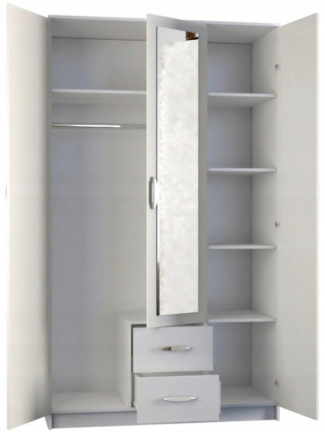 Szafa Romana 120x205x52 cm biała z ramą  lustrem i szufladami do sypialni nr. 2