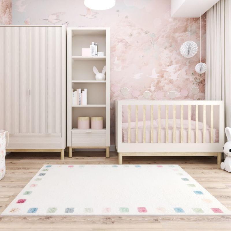 Dywan dziecięcy wełniany Colorborder Cream 120x180 cm do pokoju dziecięcego kremowy w kwadraty nr. 2