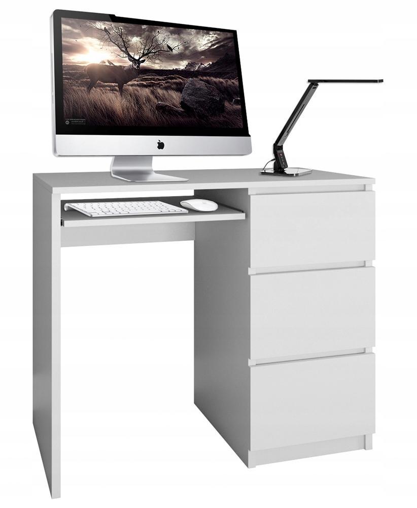 Biurko LIMA 98x76x51 cm białe prawe szuflady półka do biura  1 Full Screen
