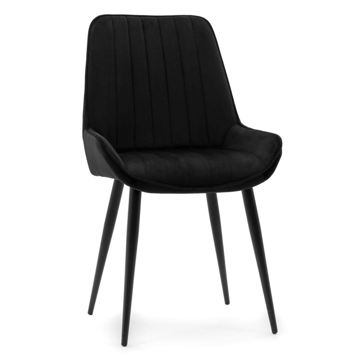 Krzesło LUCA czarne tapicerowane welurem czarne nóżki do jadalni lub salonu 0 Full Screen