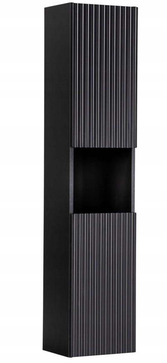 Słupek Łazienkowy wysoki NOVA BLACK 140 cm czarny ryflowany front szafka wisząca drzwi do łazienki 0 Full Screen