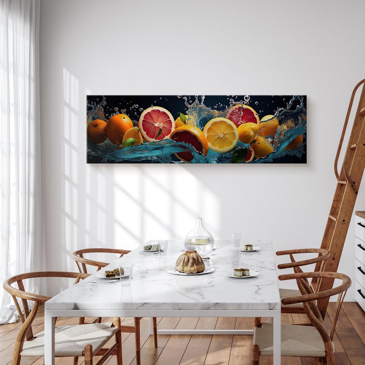 Obraz Panoramiczny Do Kuchni Owoce CYTRUSY Abstrakcja Efekt 3D 145x45cm nr. 7