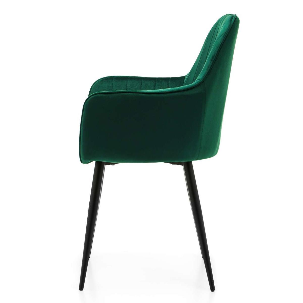 Krzesło EMILIA zielone welurowe pikowane tapicerowane z poduszką do jadalni lub salonu nr. 6