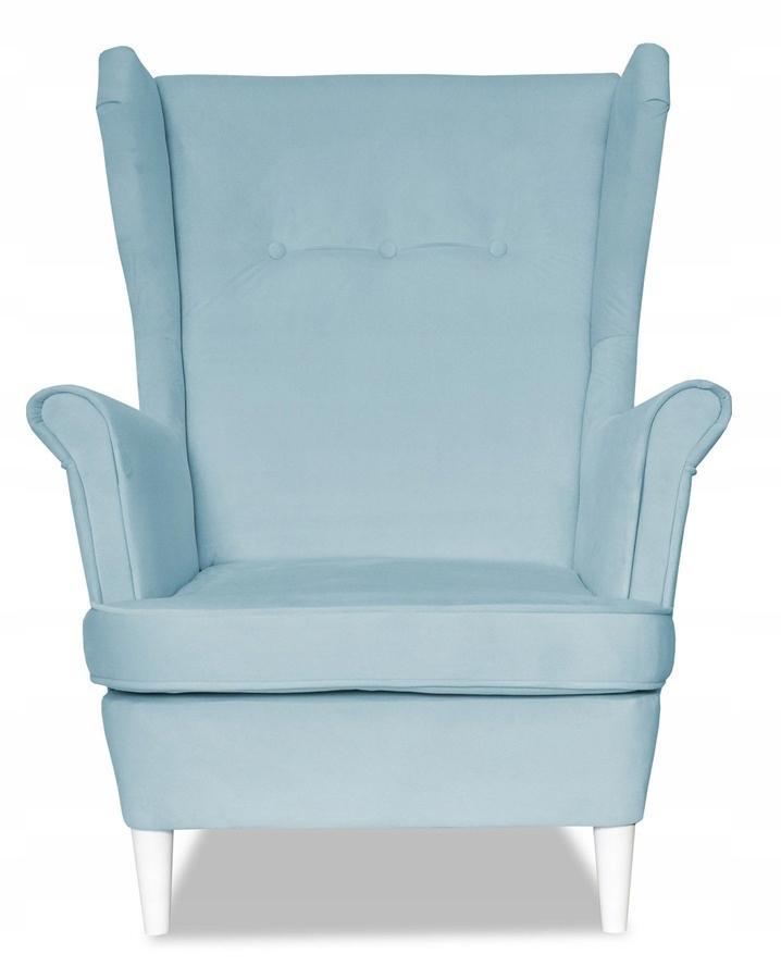 Fotel Uszak z podnóżkiem pastelowy błękit MODNY nr. 2
