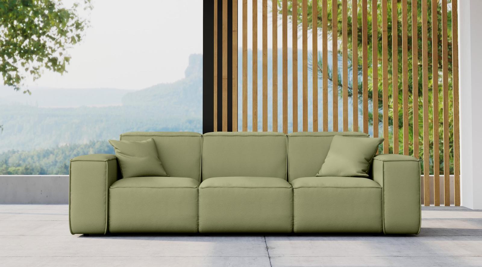 Sofa ogrodowa MALIBU 245x88x103 cm wodoodporna UV 3-os + 2 poduszki do ogrodu jasnozielona nr. 2