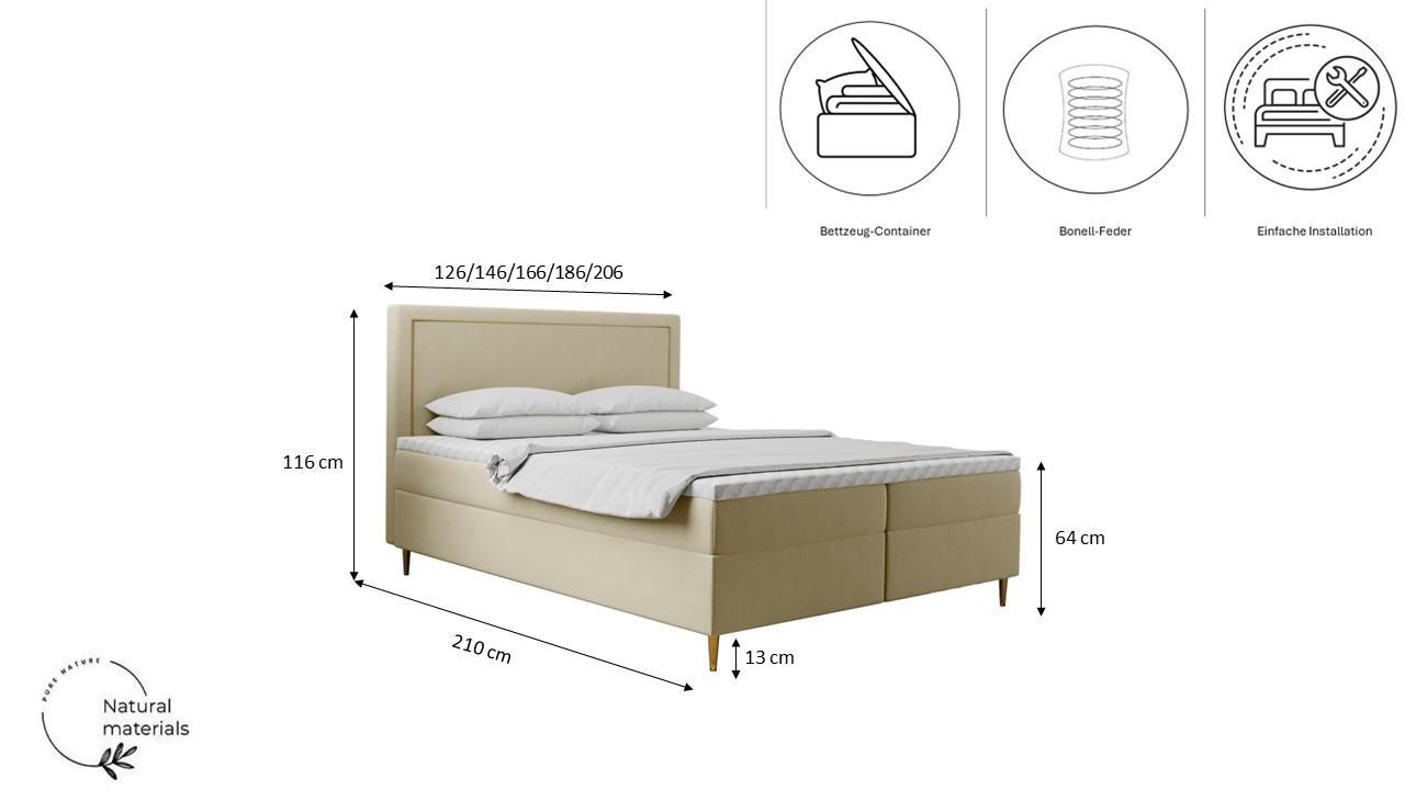 Łóżko GOLDEN 140x200 cm z funkcją przechowywania i materacem do sypialni białe nr. 3