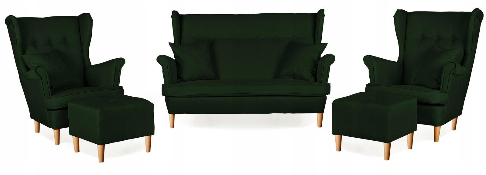 Zestaw wypoczynkowy mebli ARI 149x104x92 cm uszak sofa fotele pufy do salonu Twist ciemna zieleń nr. 1