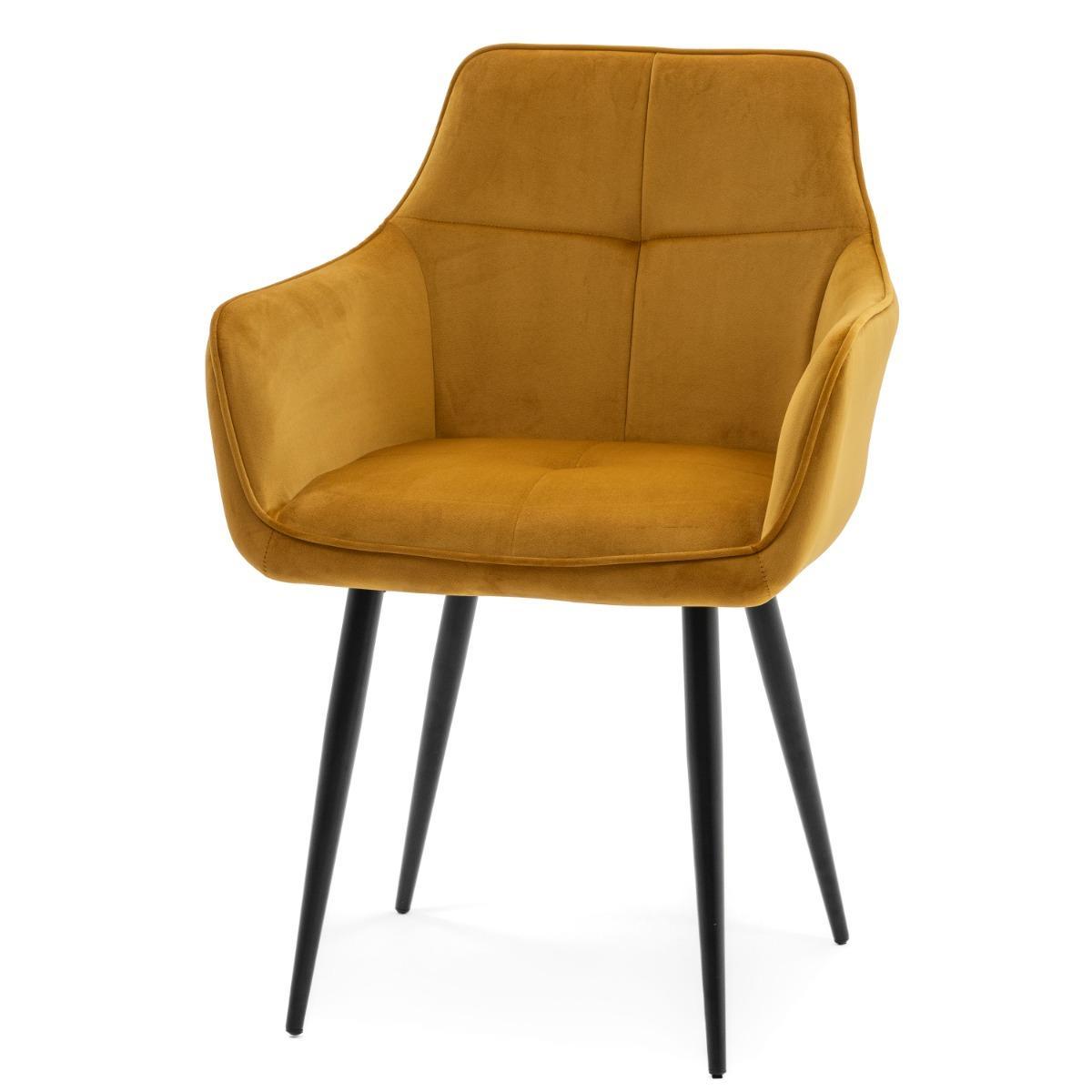 Krzesło QUATTRO w kolorze curry tapicerowane welurowe velvet aksamit do jadalni lub salonu  4 Full Screen