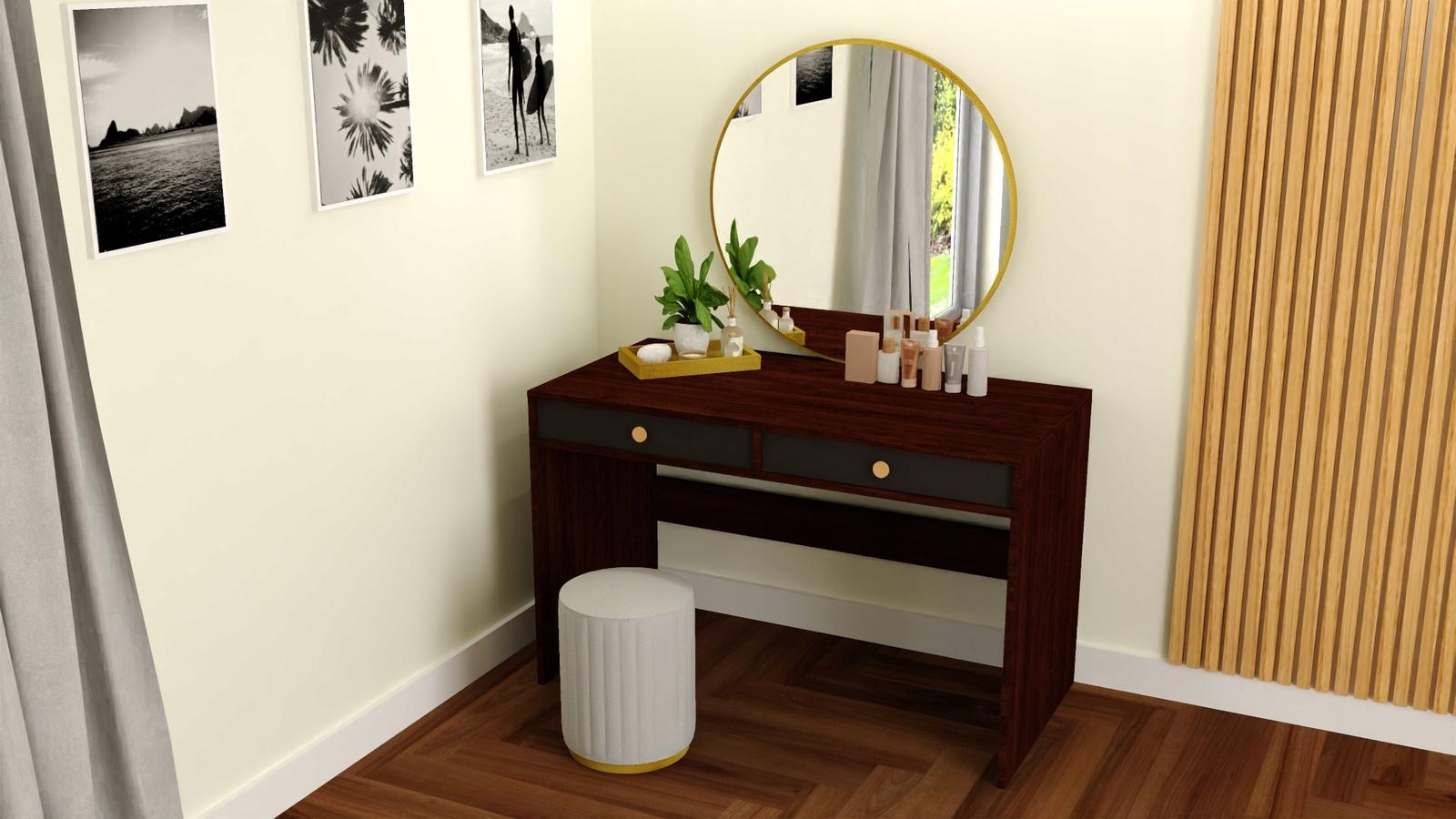 Toaletka biurko MONODIS 120x75x50 cm do sypialni wenge fronty czarne nr. 2