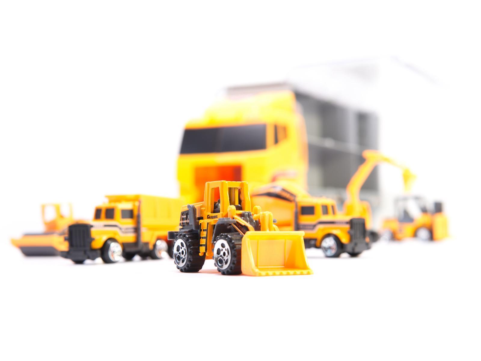 Transporter ciężarówka TIR wyrzutnia + metalowe auta maszyny budowlane zabawka dla dzieci 15x10x36cm 3 Full Screen