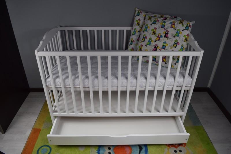 Łóżeczko dla niemowląt 120x60 cm białe 3 poziomy wysokości do pokoju dziecka  4 Full Screen
