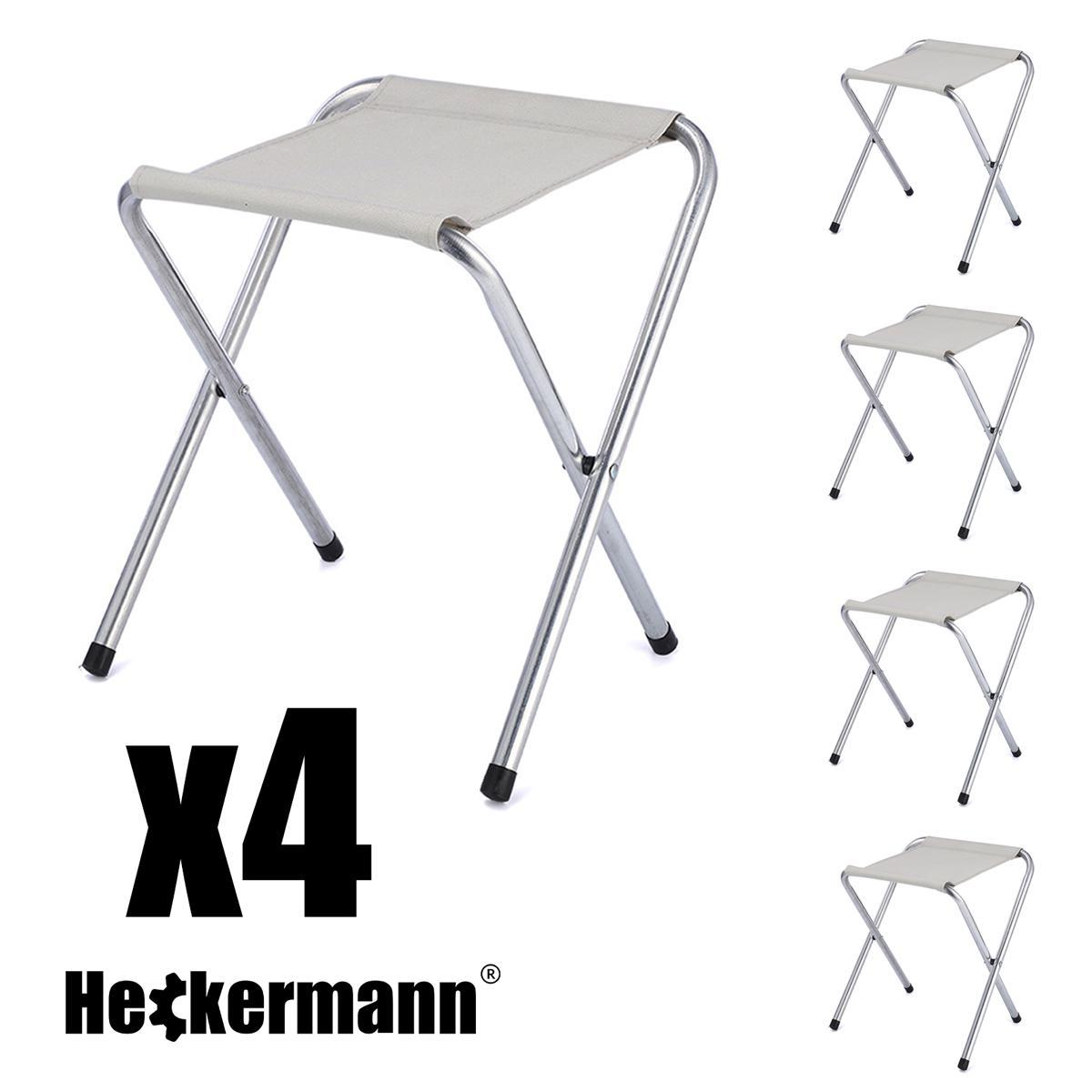 Stół składany 120x60cm Heckermann Czarny + 4x Taboret nr. 4