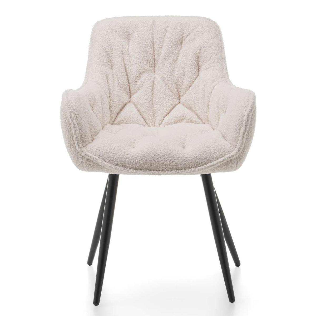 Krzesło TEDDY BUKLA jasnobeżowe tapicerowane pikowane tkaniną do salonu nr. 2