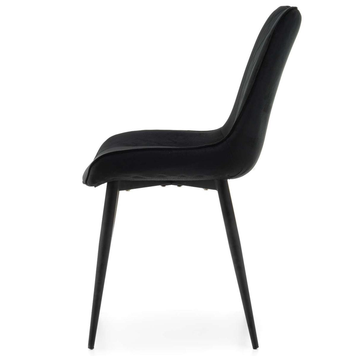 Krzesło ALED czarne tapicerowane welurem pikowane do jadalni lub salonu  nr. 6