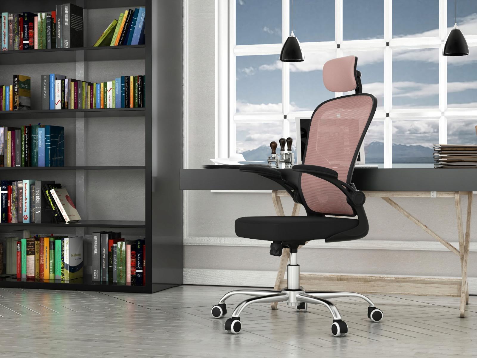Fotel obrotowy Dory 65x122x62 cm różowy krzesło do biura  nr. 4