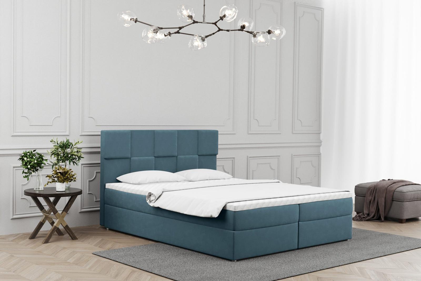 Łóżko ALMA 200x200cm z funkcją przechowywania i materacem do sypialni jasnoniebieski nr. 1