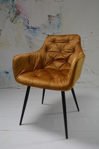 Krzesło Houston 57x85x59 cm pikowane tapicerowane welur koniak nogi czarne nr. 4