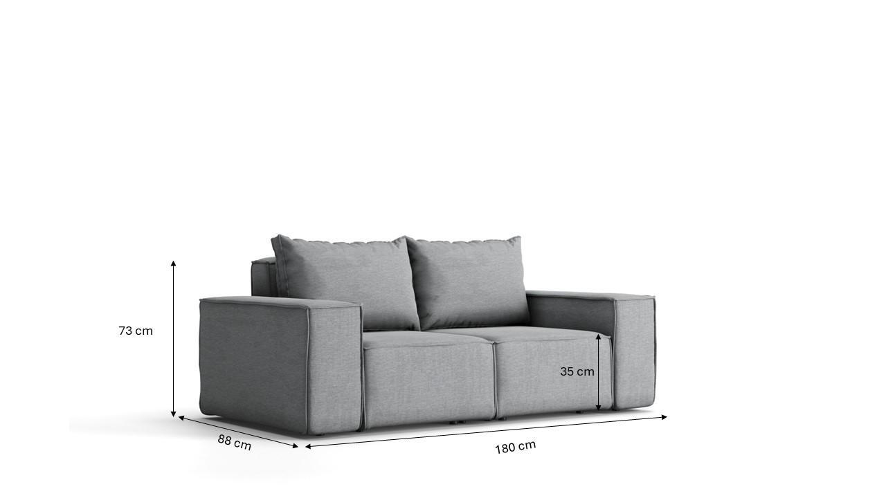 Sofa ogrodowa SONNE 180x73x88 cm dwuosobowa wodoodporna UV + 2 poduszki na taras do ogrodu jasnoszara 4 Full Screen