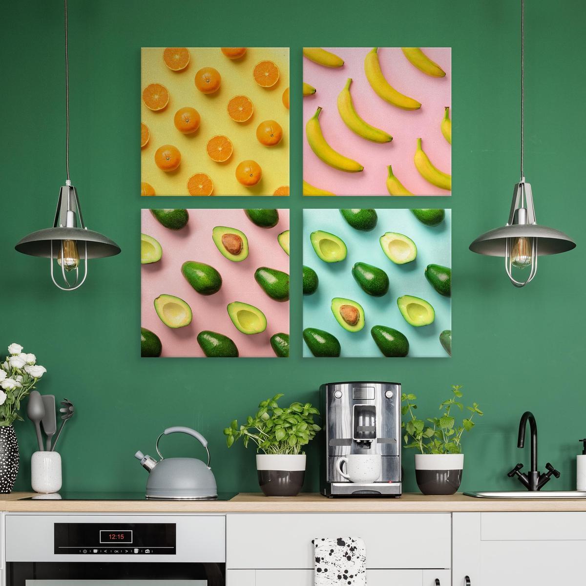 Obrazy SET Do Kuchni OWOCE Cytrusy Awokado Pop-Art Jedzenie 100x100cm nr. 4