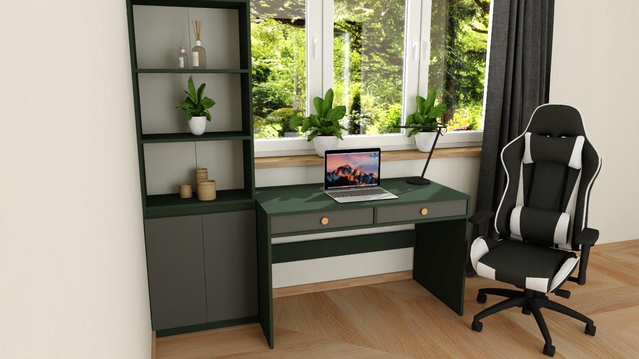 Toaletka biurko MONODIS 120x75x50 cm do sypialni butelkowa zieleń front czarny nr. 8