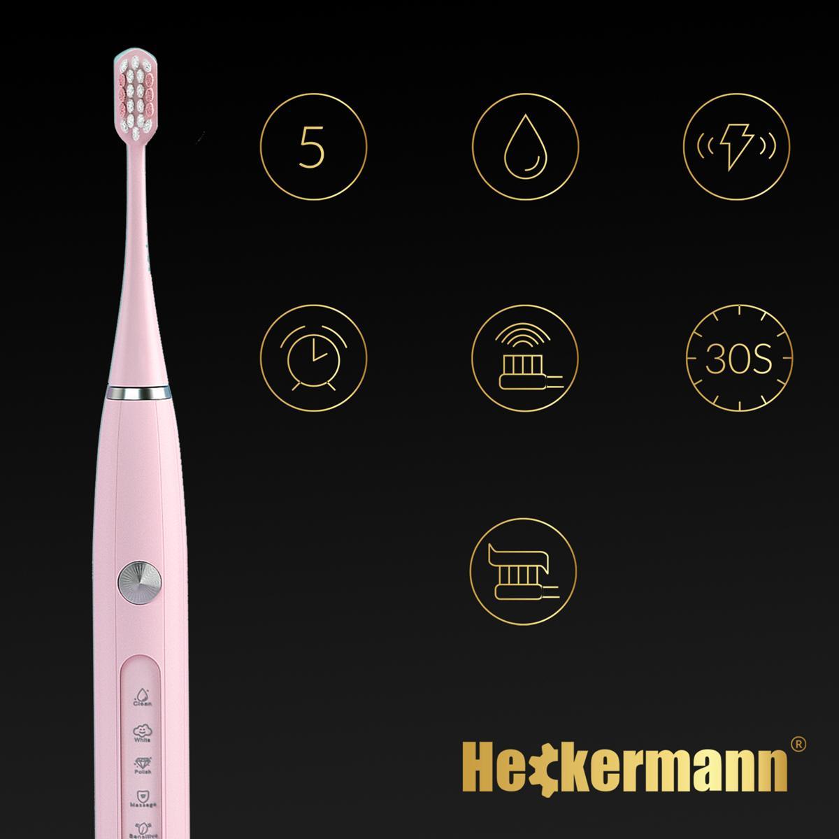 Zestaw Szczoteczka do zębów Heckermann DY-600 Różowa + akcesoria 4 Full Screen