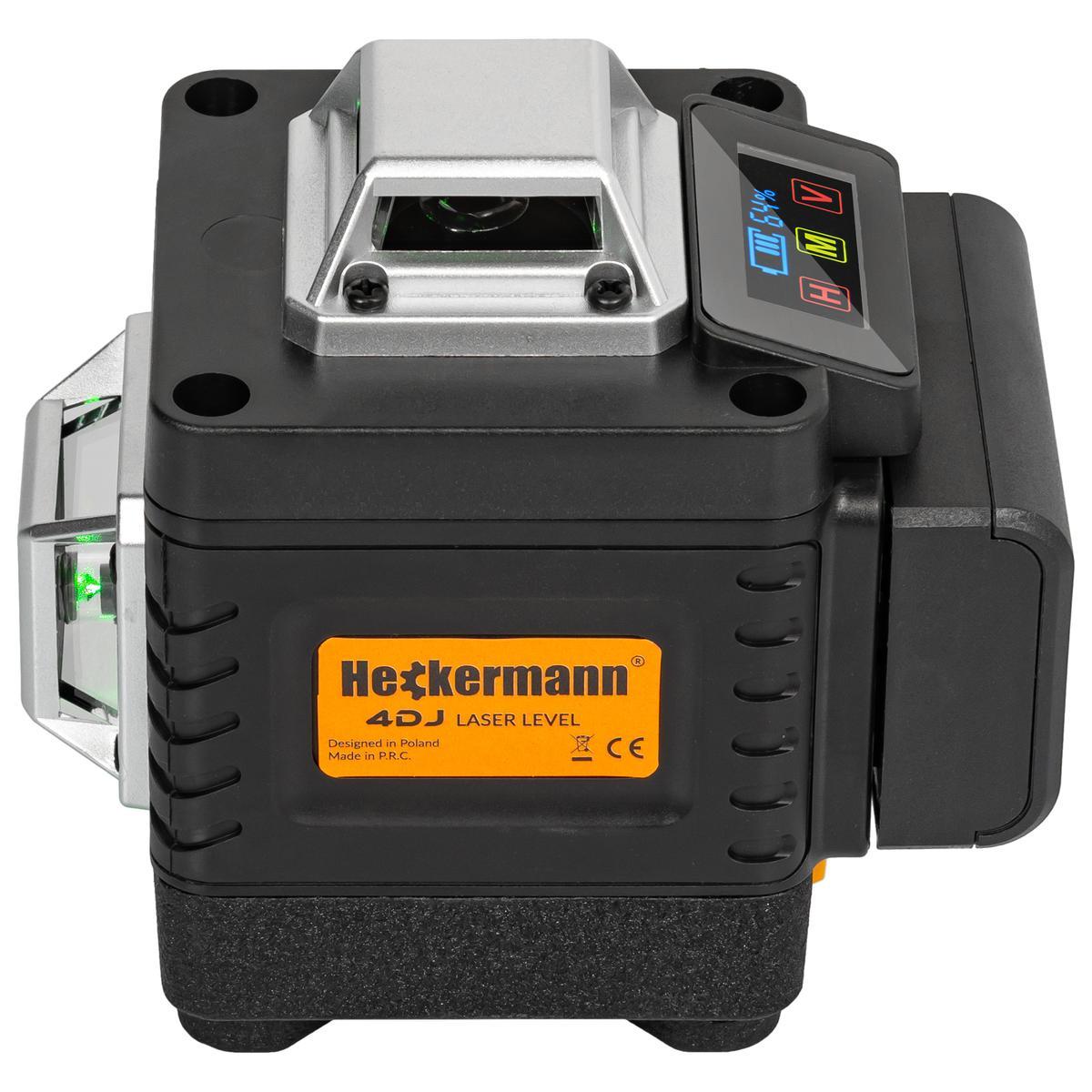 Zestaw Poziomica laserowa Heckermann 16 linii 4DJ LCD + tripod + okulary + tarcza + bateria 7 Full Screen