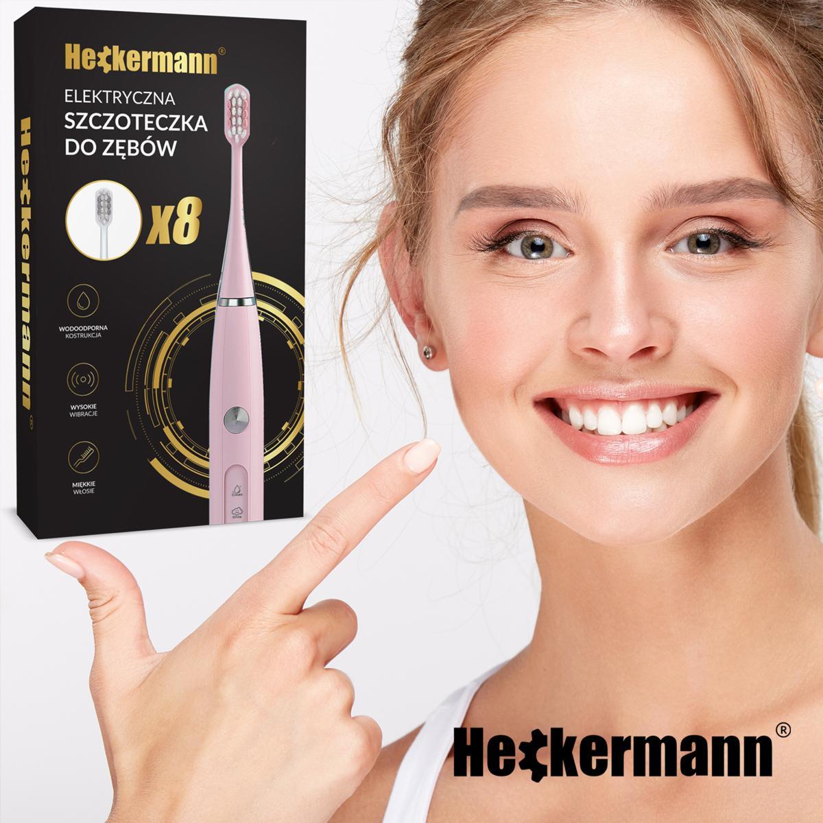 Zestaw Szczoteczka do zębów Heckermann DY-600 Różowa + akcesoria 7 Full Screen
