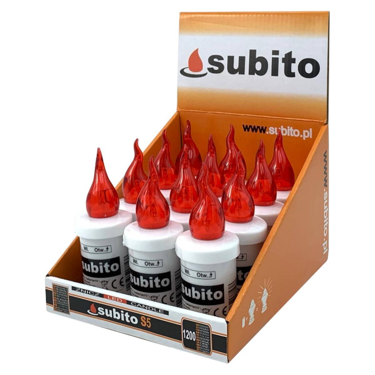 Wkłady do zniczy LED Subito S5 12 sztuk czerwone nr. 1