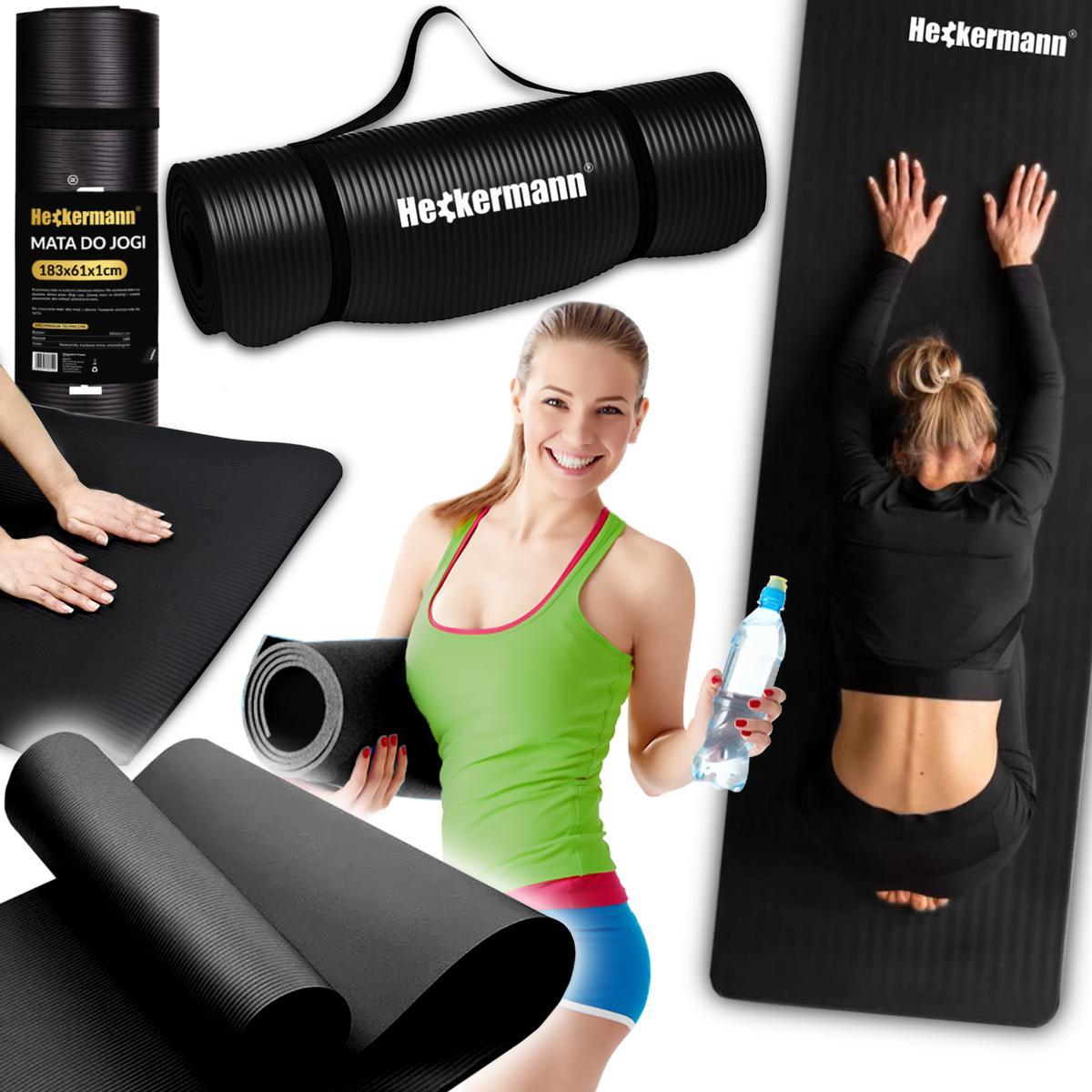 Mata do jogi antypoślizgowa kauczukowa do ćwiczeń Heckermann® 183x61x1,5cm nr. 1