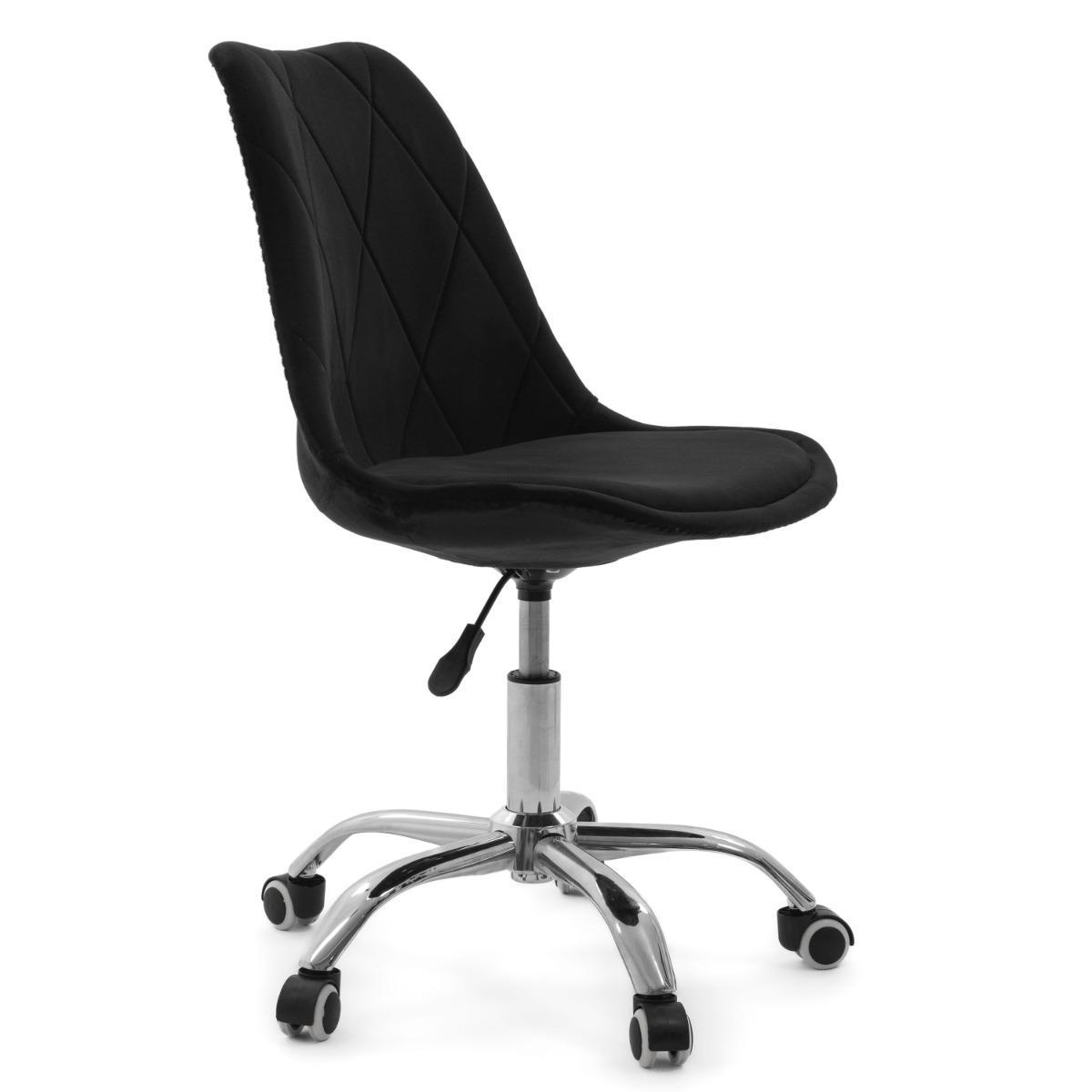 Krzesło do biurka DUBLIN biurowe krzesło obrotowe welurowe z poduszka do pokoju biura czarne nr. 5