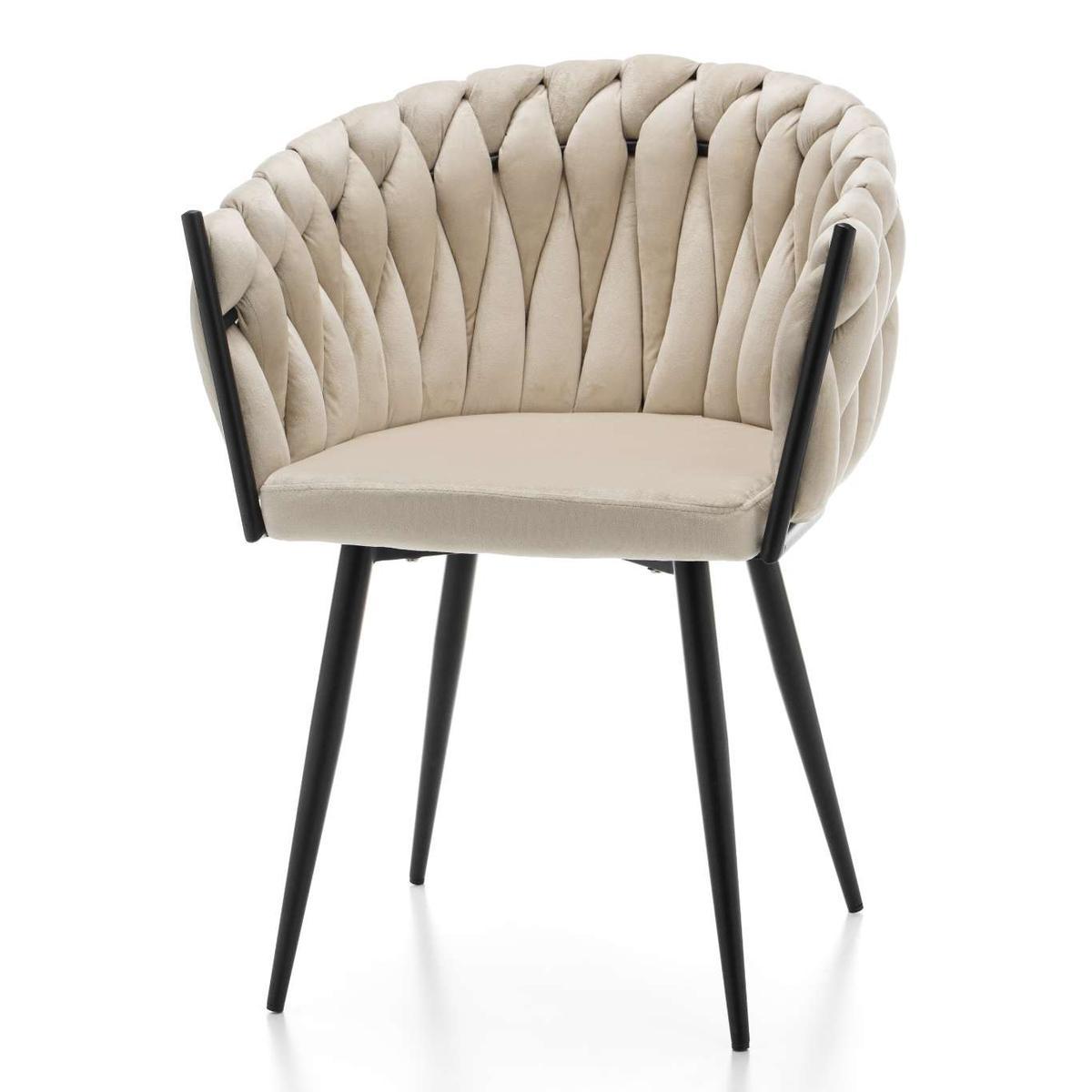 Krzesło LATINA jasnobeżowe tapicerowane welurem do jadalni lub salonu  nr. 3