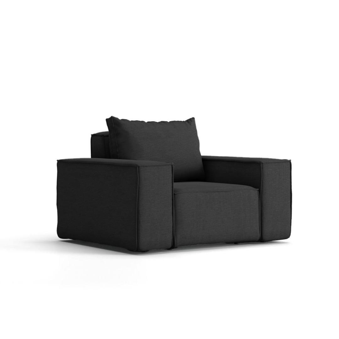 Sofa jednoosobowa SONNE 115x73x88 cm wodoodporna UV do ogrodu + poduszka czarna 0 Full Screen