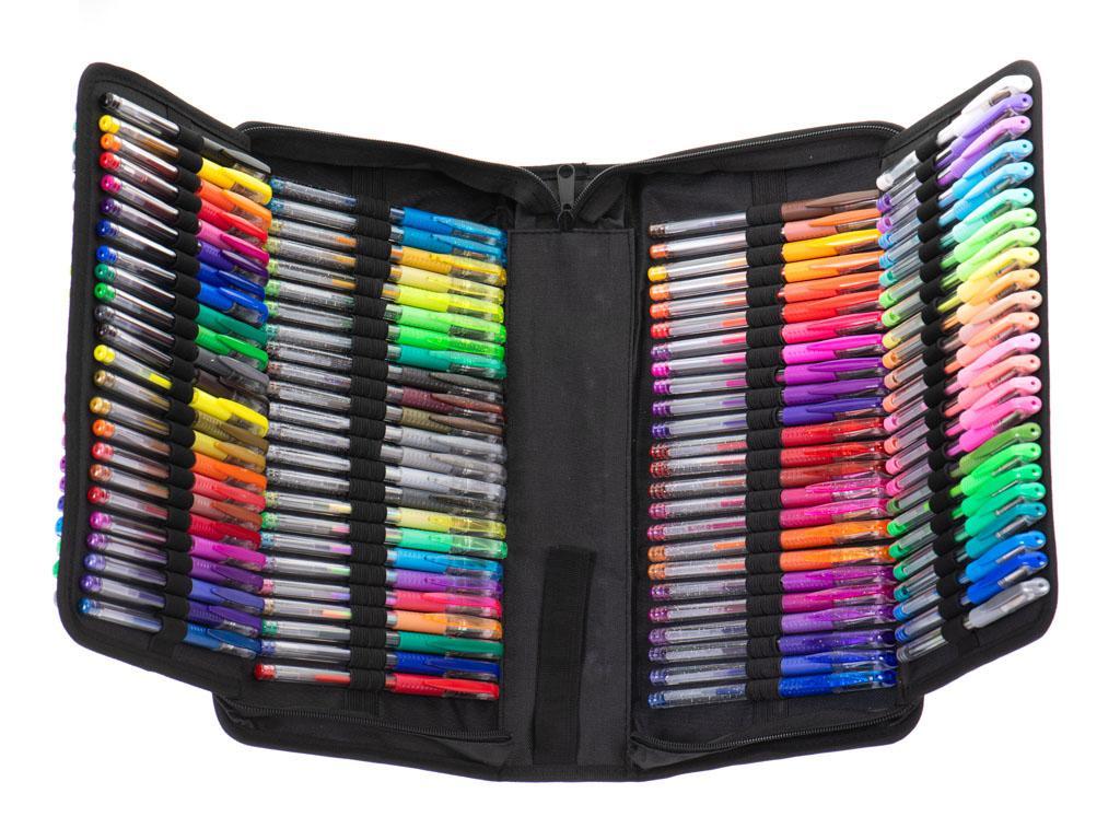 Długopisy żelowe kolorowe w etui 120szt + 120 wkładów kolorowanka do biura dla dzieci 35x18x8 cm nr. 2