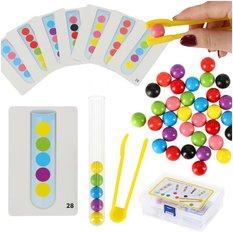 Układanka edukacyjna Montessori kolorowe kulki nauka liczenia zestaw dla dzieci 66 el. 16,5x5,5x12cm - Miniaturka zdjęcia nr 1