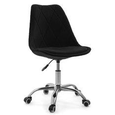 Krzesło do biurka DUBLIN biurowe krzesło obrotowe welurowe z poduszka do pokoju biura czarne - Miniaturka zdjęcia nr 1