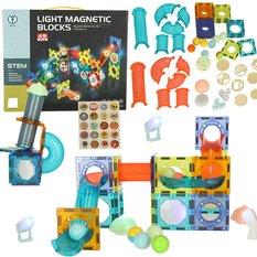 Klocki magnetyczne MARBLE tor kulkowy świecący 49 elementów zabawka dla dzieci 27x13x7,5 cm - Miniaturka zdjęcia nr 1