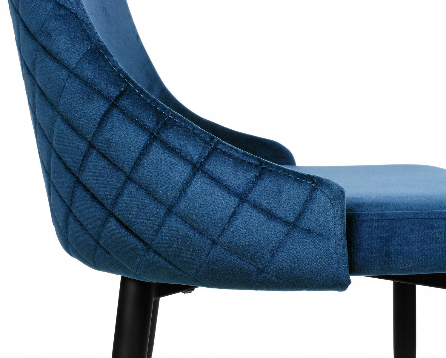 Krzesło tapicerowane Dexter Velvet 48x93x58 cm granatowy na czarnych nóżkach do jadalni lub salonu  7 Full Screen