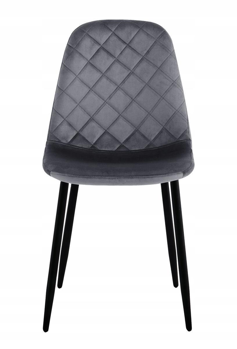 Krzesło welurowe 43x83x52 cm profilowane pikowane Orlando Velvet szare czarne nóżki do jadalni lub salonu  3 Full Screen