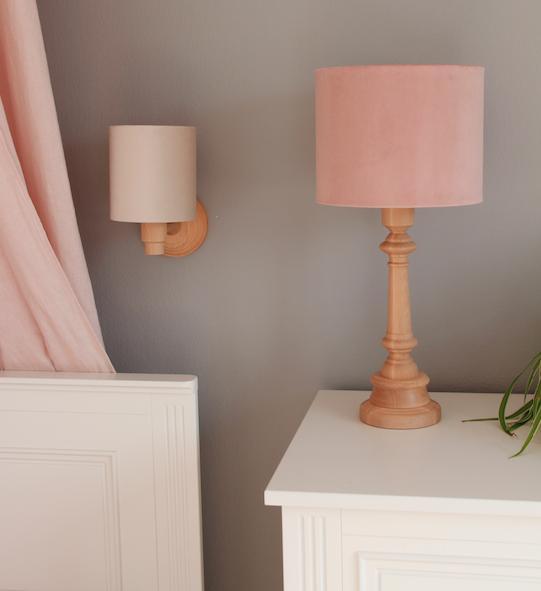 Lampa ścienna kinkiet VELVET 21x14x24 cm z włącznikiem różowy drewno białe 1 Full Screen
