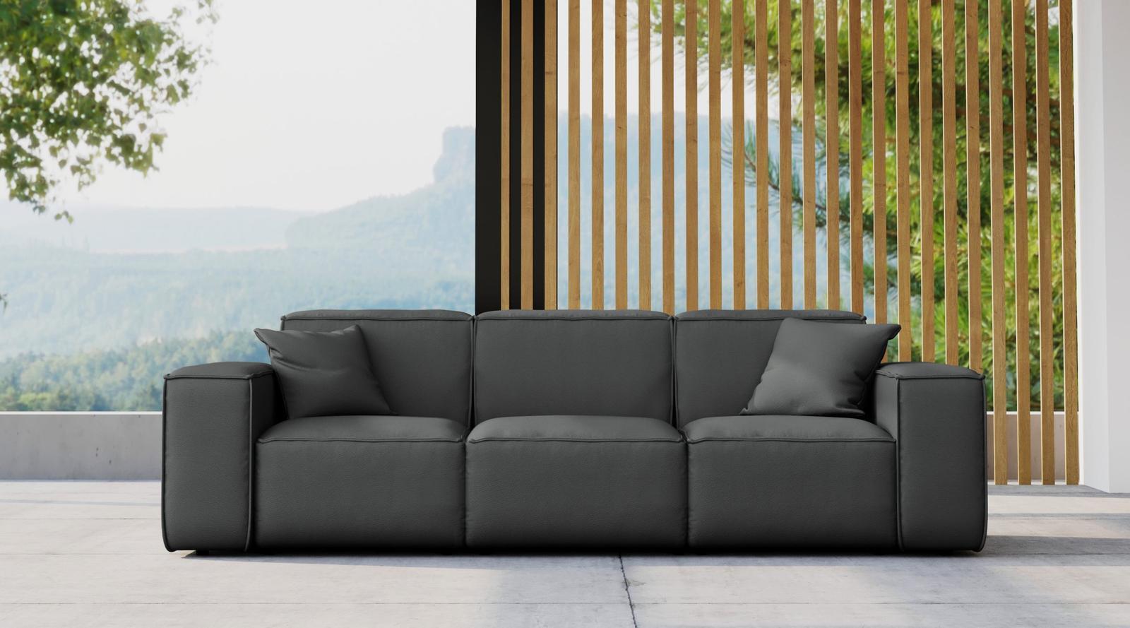Sofa ogrodowa MALIBU 245x103x88 cm wodoodporna UV 3-os + 2 poduszki do ogrodu antracyt nr. 2