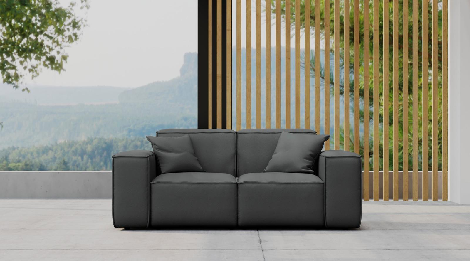 Sofa ogrodowa MALIBU 186x73x88 cm wodoodporna UV 2-os + 2 poduszki do ogrodu antracyt nr. 2